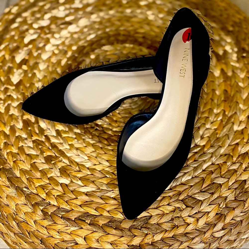 Black Pointy Toe D'Orsay Flats by Nine West SZ 10
